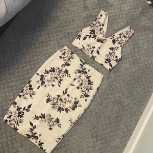 Dynamite Blush Floral Print Skirt Set